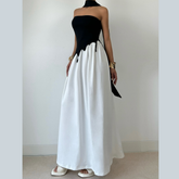 Irregular high slit backless tube maxi skirt set