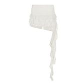 Mesh ruffle irregular mini skirt