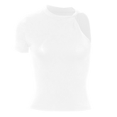 Crew neck irregular solid top
