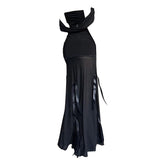 Off shoulder 2-way ribbon mesh maxi dress-final-sale