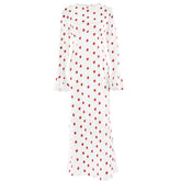 Long flared sleeve flower print zip-up maxi dress