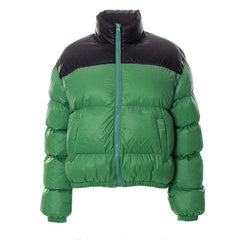 Contrast long sleeve high neck zip-up pocket coat