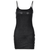 Beaded u neck backless cami mini dress