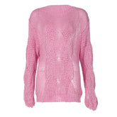 Long sleeve crewneck knitted solid top