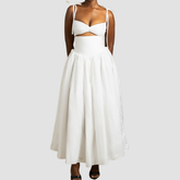 Hollow out self tie cami solid cut out maxi dress