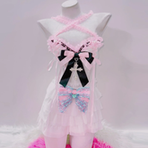 Cross front bowknot ruffle cross applique top