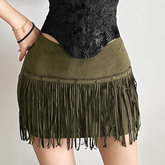 Tassels solid A line mini skirt
