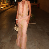 Cowl neck halter backless self tie maxi dress