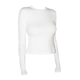 Long sleeve crewneck self tie hollow out cut out top