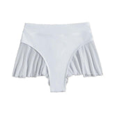 Solid mesh ruffle patchwork pant