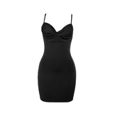 Hollow out v neck ruched backless cami cut out mini dress