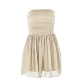 Ruched backless glitter mesh tube mini dress
