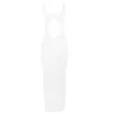 V neck mesh patchwork low cut solid maxi dress