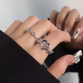 Heart rhinestone contrast ring