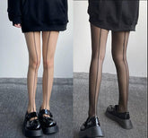 Vertical stripe sheer mesh tights