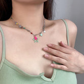 Star pendant multicolor chain necklace