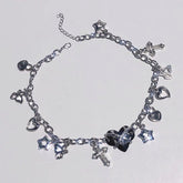 Metal chain pendant adjustable choker necklace