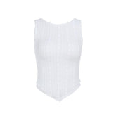 Crewneck textured ruffle solid tank top