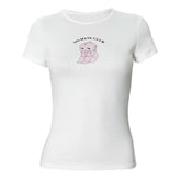 Crewneck short sleeve doll pattern contrast top