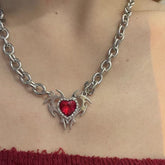 Heart decor metal chain necklace