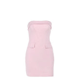 Pink corset backless tube mini dress