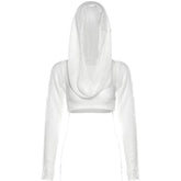 Hoodie long sleeve knitted crop top