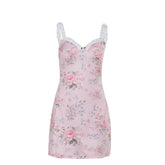 Sweetheart neck flower print cami mini dress