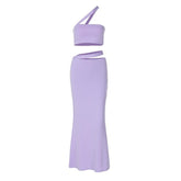 Irregular tube crop solid midi skirt set
