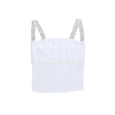 Lace hem backless solid cami top