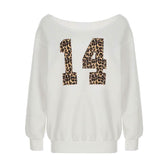 Long sleeve leopard print "14" pattern top