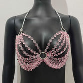 Halter o ring crystal hollow out backless crop cut out top