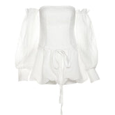 Backless self tie ruched textured gloves solid tube mini dress-final-sale