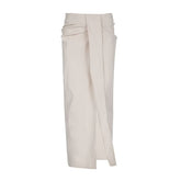 Slit zip-up solid maxi skirt