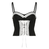 Lace up sweetheart neck cami top