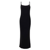 Backless self tie ribbed square neck solid cami maxi dress-final-sale