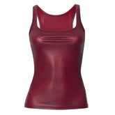 U neck PU leather tank top