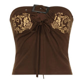 Buckle backless print tube top