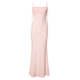Self tie backless solid cami maxi dress