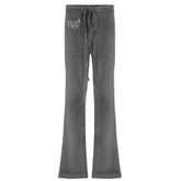 Velvet beaded self tie low rise pant