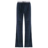 Velvet knitted patchwork self tie low rise pant