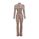 Long sleeve high neck ripple ruched pant set
