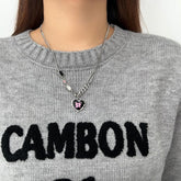 Heart pendant chain rhinestone necklace