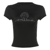 Short sleeve crewneck beaded top
