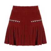 Fluffy beaded pleated mini skirt