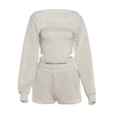 Long sleeve shrug short pant set