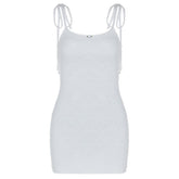 U neck knotted lace cami mini dress