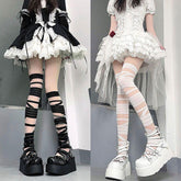 Bandage mesh thigh high socks