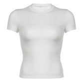 Short sleeve crewneck solid top