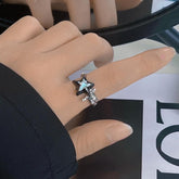 Star decor open rhinestone ring
