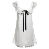 Lace hem bowknot backless mini dress
